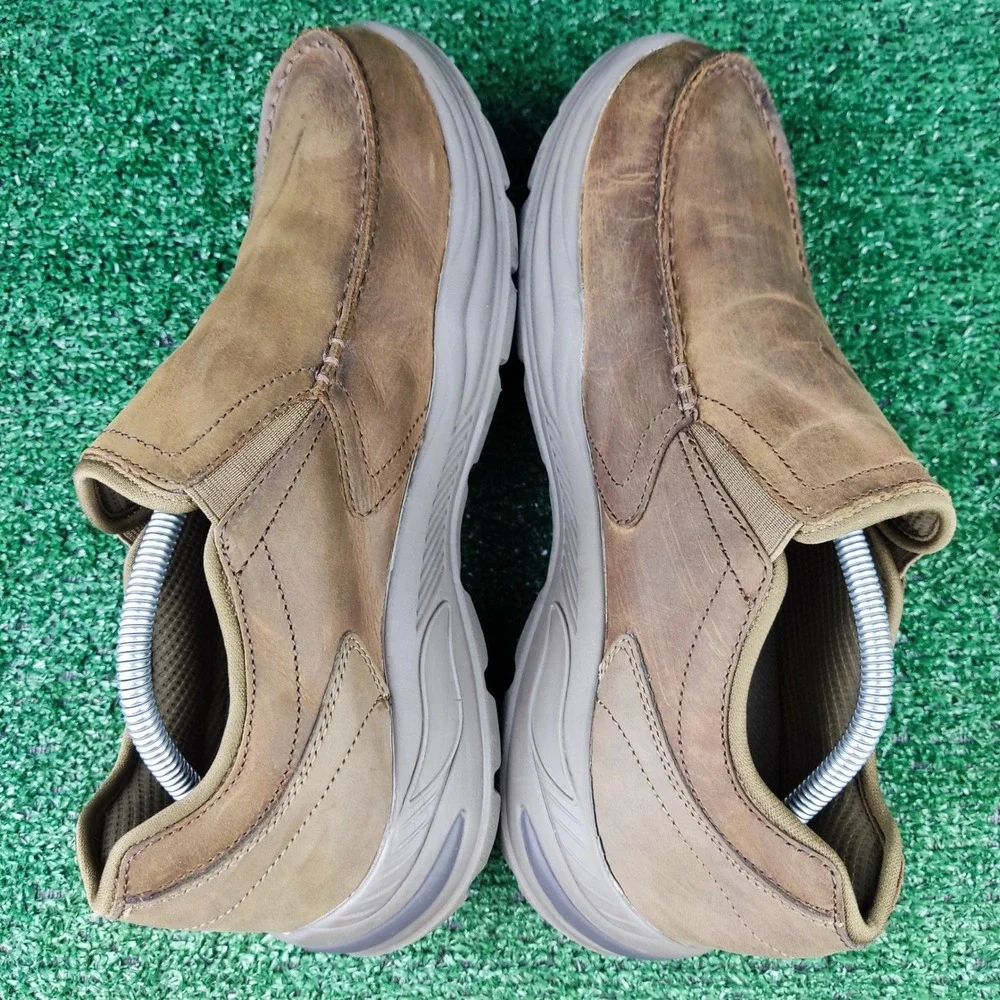 Skechers Shoes Men 10.5 Brown Arch Fit Orvan Trayver Slip On Loafers 204184 DSRT